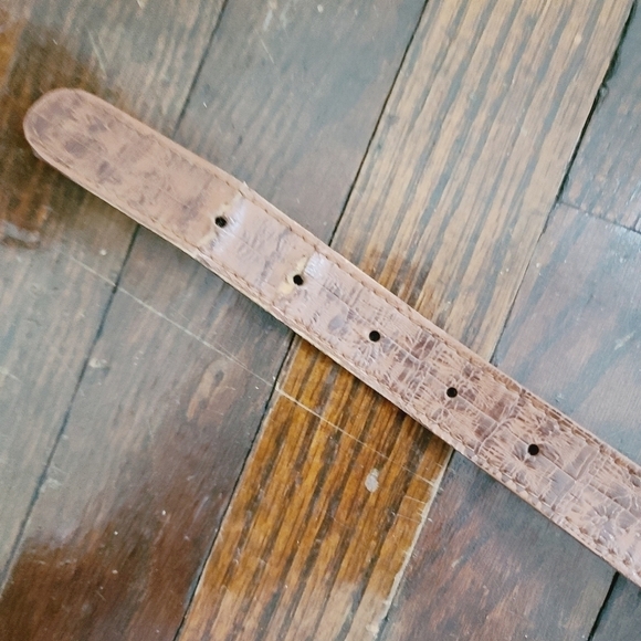 Vintage Brown Embossed Skinny Belt - Picture 6 of 9